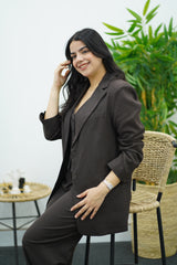 Tailleur Rayé Marron