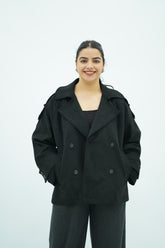 Trench court en faux daim Noir 🖤