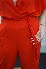 Combinaison Rouge Brique Élégante