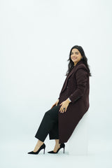Manteau Long Ajusté Bordeaux