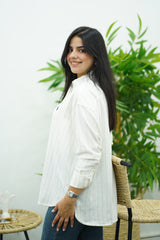 Chemise Rayé En lin - Blanche