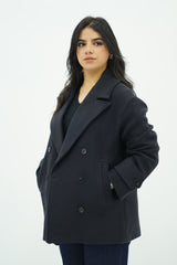 Manteau Court oversize bleu nuit