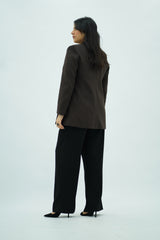 Veste blazer Marron rayée chic