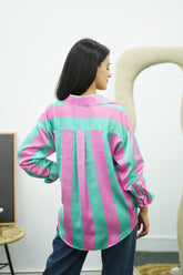 Chemise en satin à rayures