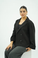 Veste Courte Oversize Noire đ€