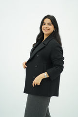 Manteau court Ă double boutonnage đ€