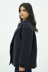 Manteau Court oversize bleu nuit