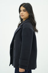 Manteau Court oversize bleu nuit
