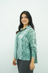 Chemise Oversize en Tie-Dye Vert et Blanc