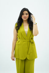 Ensemble tailleur sans manches vert anis