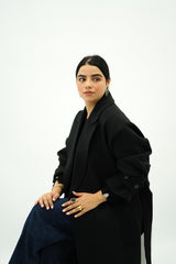 Manteau oversize noir avec ceinture