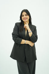 Blazer Sophistiqué Rayé Gris