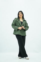 Trench court Vert en faux Daim
