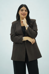 Veste blazer Marron rayée chic