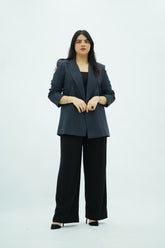 Veste blazer bleu rayée chic