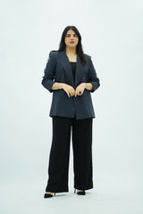 Veste blazer bleu rayée chic