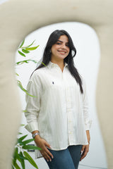 Chemise Rayé En lin - Blanche