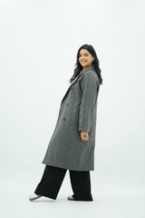 Manteau Gris oversize pied de poule