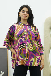 Chemise oversize à motifs colorés