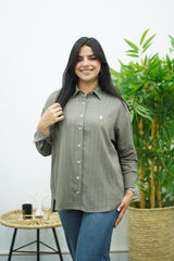 Chemise Rayé En lin - Kaki