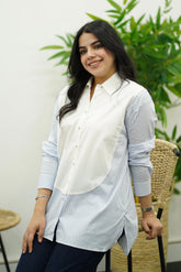 Chemise en Popeline - Bleu ciel rayé