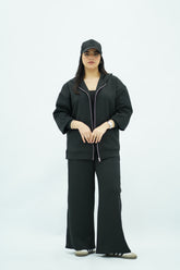 Ensemble Sport Chic Noir à Capuche