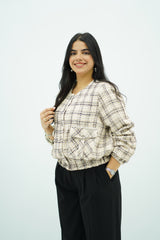 Bomber a carreaux en tweed