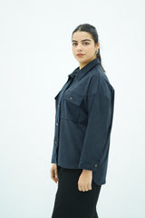 Surchemise Bleu nuit en Faux Daim