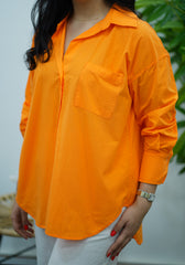 Chemise Orange - En Popeline