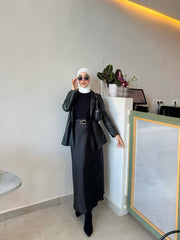 Jupe longue satinée noire