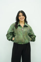 Bomber en similicuir Verte đ