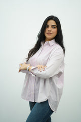 Chemise oversize rayée blanc & rouge