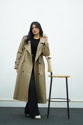 Trench long beige taupe
