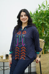 Chemise à motifs - Bleu nuit