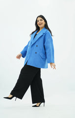 Manteau Oversize en Laine Bleu Électrique