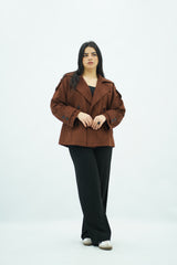 Trench Marron en faux daim