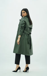 Trench Coat en Similicuir Kaki