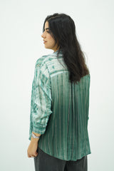 Chemise Oversize en Tie-Dye Vert et Blanc
