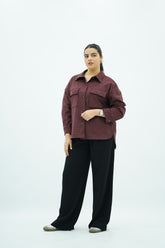 Surchemise Aubergine en Faux Daim