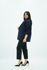 Manteau court à double boutonnage - bleu nuit