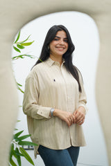 Chemise Rayé En lin - Beige