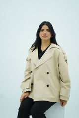 Mini trench beige à double boutonnage
