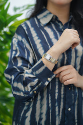 Chemise imprimée - Bleu nuit & beige