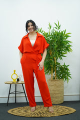 Combinaison Rouge Brique Élégante