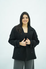 Manteau court oversize Noir đ€