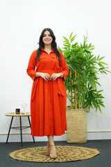 Robe rouge brique à coupe fluide