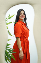 Robe Orange En popeline