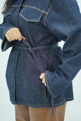 Surchemise en jean ceinturée