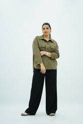 Surchemise Vert Kaki en Faux Daim