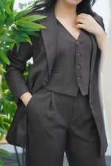 Tailleur Rayé Marron